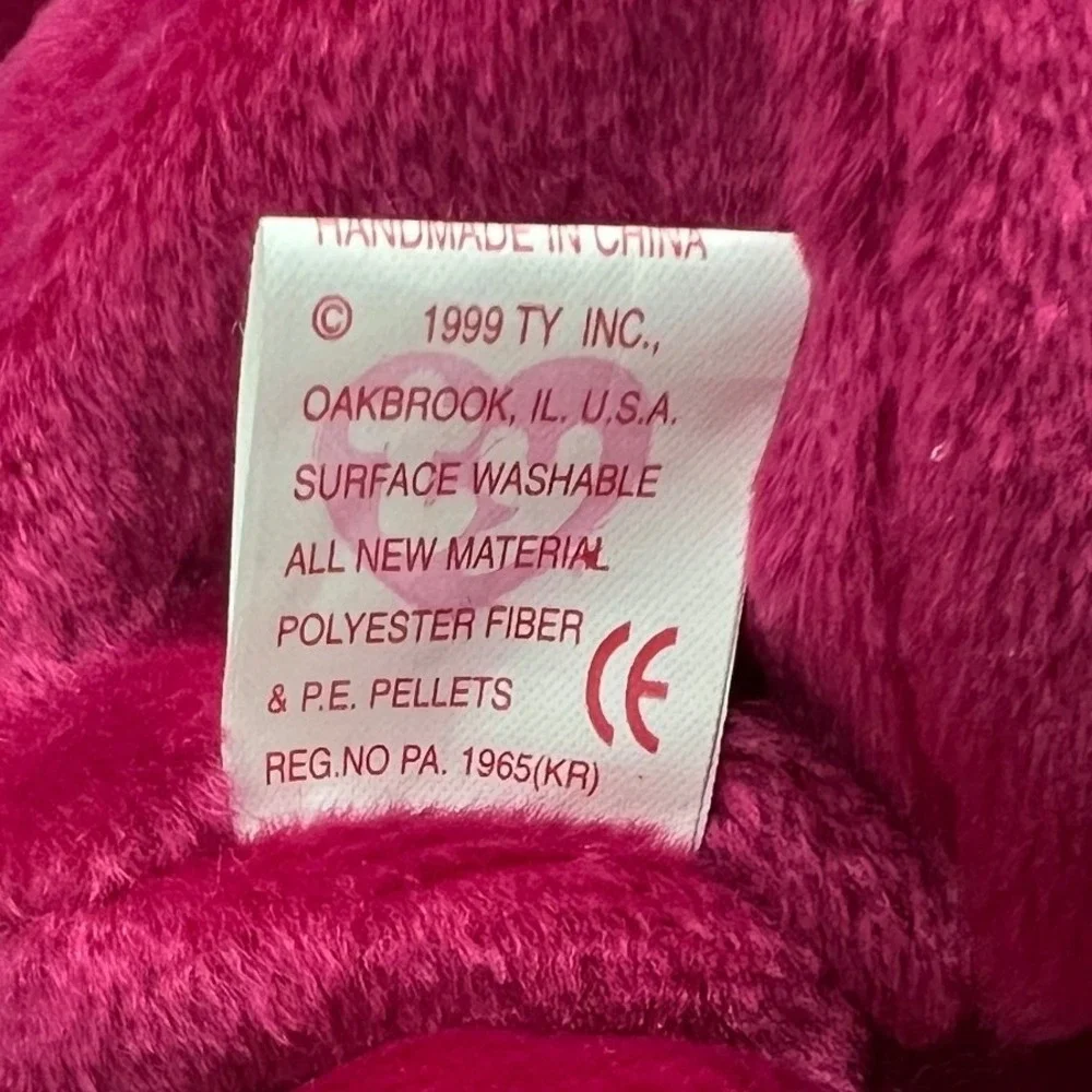 Ty Beanie Baby Valentina the Bear Fuchsia Pink Heart 1998 Retired Plush Toy 4233